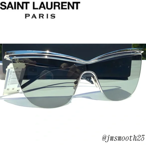 ⬇️SALE‼️🆕 SAINT LAURENT CAT-EYE SILVER & GRAY SUNGLASSES